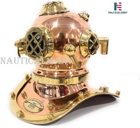 خوذة غوص نحاسية نحاسية من NauticalMart، خوذة مصغرة للبحرية الأمريكية - ديكور مكتب/ديكور رف in Kuwait