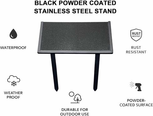 Islamic Black Granite Headstone – Personalized 12x6 and 24x12 Muslim Memorial Grave Marker with Metal Stand. Verses-Shaped in Saudi Arabia