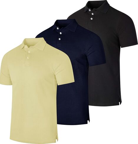 Real Essentials 3 Pack: Men's Cotton Pique Short Sleeve Polo Shirt - Performance Polo (Available in Big & Tall) in Saudi Arabia