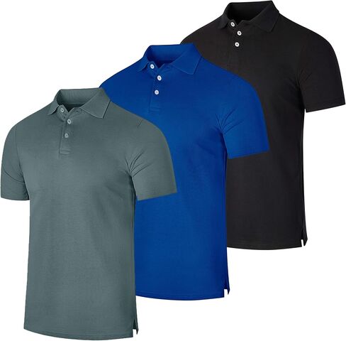 Real Essentials 3 Pack: Men's Cotton Pique Short Sleeve Polo Shirt - Performance Polo (Available in Big & Tall) in Saudi Arabia