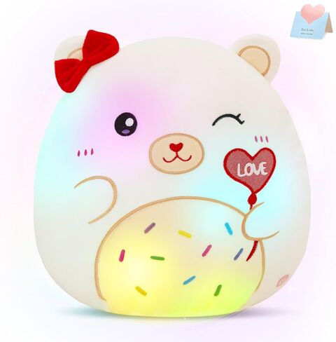 Houwsbaby 12'' White Bear Plush Pillow,Bear Stuffed Animal Holding Love Balloon,Wearing Bow on The Head, for Girls Girlfriend, Babies, Lovers in Saudi Arabia