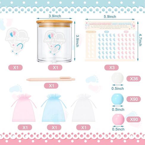 15 Pcs Labor and Delivery Tracking Nurse Gift Set Jar with Beads Recording Card Pen for Nurse Midwife Doula 20Oz Glass Jar Blue Pink White Beads for Labor Doctors Nurses Healthcare Workers in Saudi Arabia