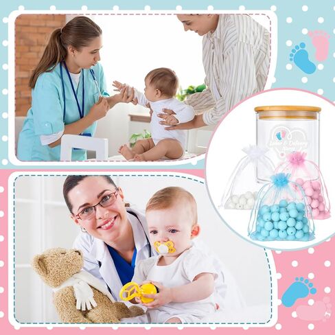 15 Pcs Labor and Delivery Tracking Nurse Gift Set Jar with Beads Recording Card Pen for Nurse Midwife Doula 20Oz Glass Jar Blue Pink White Beads for Labor Doctors Nurses Healthcare Workers in Saudi Arabia