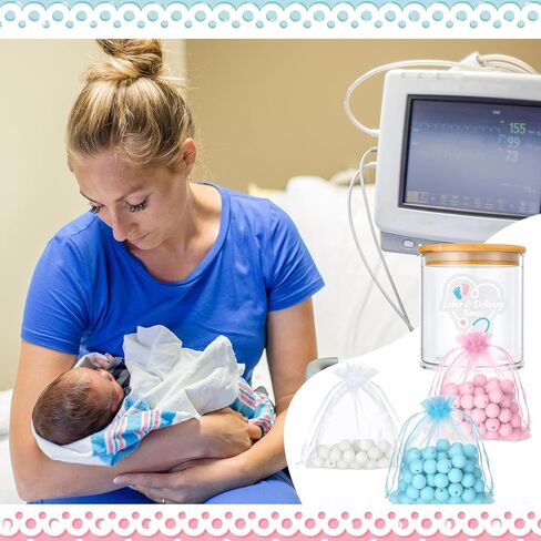15 Pcs Labor and Delivery Tracking Nurse Gift Set Jar with Beads Recording Card Pen for Nurse Midwife Doula 20Oz Glass Jar Blue Pink White Beads for Labor Doctors Nurses Healthcare Workers in Saudi Arabia
