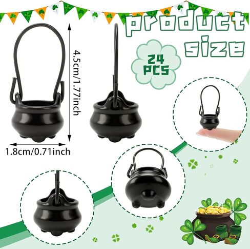 Jansun 24-Pack Mini Black Cauldrons Miniature Plastic Cauldron Pots Small Decorative Cauldrons for St. Patrick's Day, Home Party Decorations in Saudi Arabia
