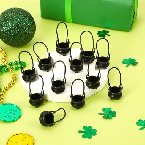 Jansun 24-Pack Mini Black Cauldrons Miniature Plastic Cauldron Pots Small Decorative Cauldrons for St. Patrick's Day, Home Party Decorations in Saudi Arabia