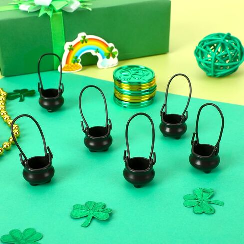 Jansun 24-Pack Mini Black Cauldrons Miniature Plastic Cauldron Pots Small Decorative Cauldrons for St. Patrick's Day, Home Party Decorations in Saudi Arabia
