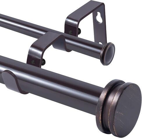 1" Gold Double Curtain Rod 28 to 48 Inch,BHSRODS Heavy Duty Decorative Drapery Rod for Windows with Small Cap Finial in Saudi Arabia