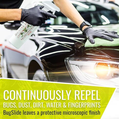 BugSlide Saver Pack, 4 oz Travel Kit with Microfiber Cloth, 16 oz Spray Kit with Microfiber Cloth, 32 oz Refill Bottle, Waterless Detailer, Cleans All Surfaces and Vehicles Without Scratching in Kuwait