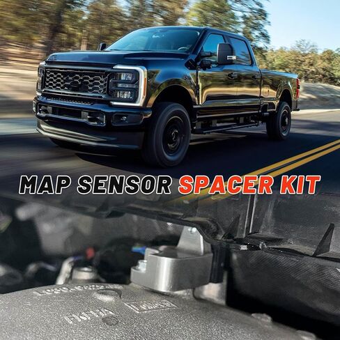 مجموعة فاصل مستشعر MAP مناسبة لسيارة Ford F-250 F-350 F-450 F-550 Super Duty 2020-2026، ديزل باور ستروك 6.7 لتر، ألومنيوم خام، أسود بأكسيد in Kuwait