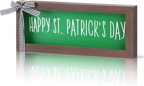 ديكور يوم القديس باتريك - علامة عيد القديس باتريك الخشبية السعيدة، ديكور طاولة يوم القديس باتريك للمزرعة، ديكور يوم القديس باتريك لرف جدار الطاولة ومدفأة المنزل والمكتب in Kuwait