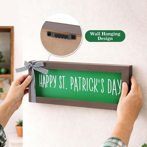 ديكور يوم القديس باتريك - علامة عيد القديس باتريك الخشبية السعيدة، ديكور طاولة يوم القديس باتريك للمزرعة، ديكور يوم القديس باتريك لرف جدار الطاولة ومدفأة المنزل والمكتب in Kuwait