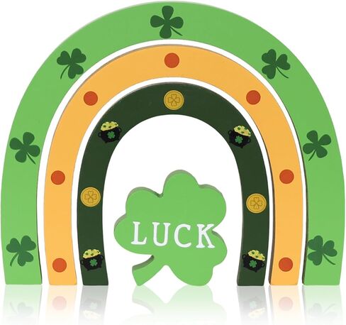 ديكورات يوم القديس باتريك، ديكور يوم شامروك سانت باتريك من DECSPAS للمنزل، علامة الحظ للمزرعة الأيرلندية لتزيين الطاولة الداخلية (DPTD-5130) in Kuwait