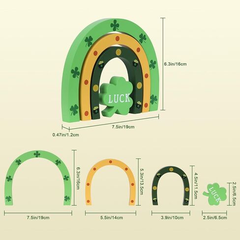 ديكورات يوم القديس باتريك، ديكور يوم شامروك سانت باتريك من DECSPAS للمنزل، علامة الحظ للمزرعة الأيرلندية لتزيين الطاولة الداخلية (DPTD-5130) in Kuwait