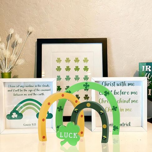 ديكورات يوم القديس باتريك، ديكور يوم شامروك سانت باتريك من DECSPAS للمنزل، علامة الحظ للمزرعة الأيرلندية لتزيين الطاولة الداخلية (DPTD-5130) in Kuwait