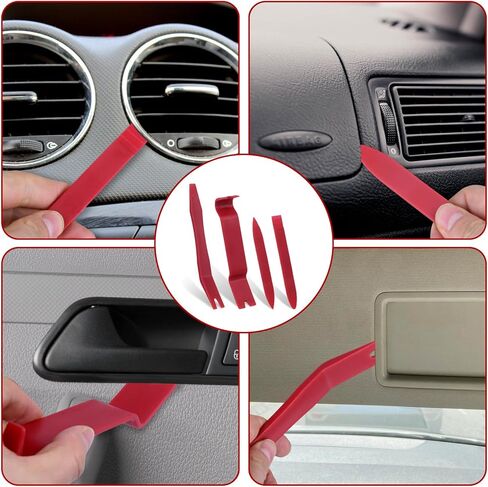 مجموعة أدوات إزالة الحواف التلقائية مكونة من 9 قطع - مجموعة أدوات فك بلاستيكية، أدوات إزالة مشبك نافذة لوحة باب السيارة، مزيل أدوات التثبيت، أداة تقليم داخلية للسيارة مع مجموعة خطاف واختيار دقيقة صغيرة in Kuwait