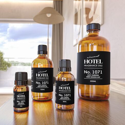 زيت موزع الروائح الفندقية AirScent رقم 1071 - الصبار والغاردينيا وأوراق الموز الخضراء - زيت عطري ممتاز للناشرين والصناعات بالموجات فوق الصوتية وبدون ماء - 10 مل، زجاجة قطارة زجاجية سعة 0.34 أونصة سائلة in Kuwait