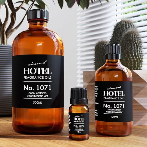 زيت موزع الروائح الفندقية AirScent رقم 1071 - الصبار والغاردينيا وأوراق الموز الخضراء - زيت عطري ممتاز للناشرين والصناعات بالموجات فوق الصوتية وبدون ماء - 10 مل، زجاجة قطارة زجاجية سعة 0.34 أونصة سائلة in Kuwait