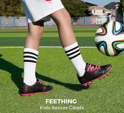 أحذية كرة القدم Grils Boys Cleats للشباب للأرضيات الصلبة FG لكرة القدم خفيفة الوزن ومسامية للتدريب في الهواء الطلق للأطفال الصغار والكبار in Kuwait