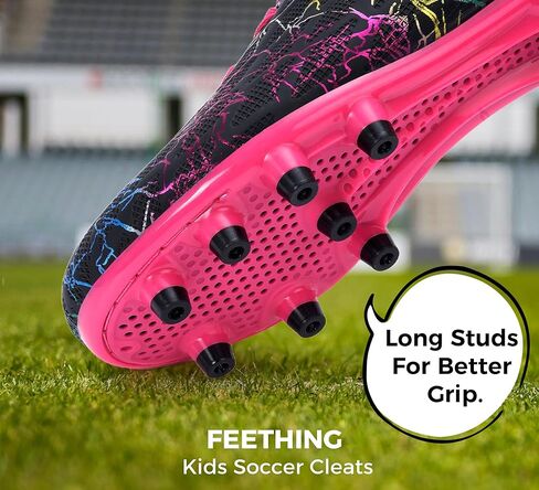 أحذية كرة القدم Grils Boys Cleats للشباب للأرضيات الصلبة FG لكرة القدم خفيفة الوزن ومسامية للتدريب في الهواء الطلق للأطفال الصغار والكبار in Kuwait