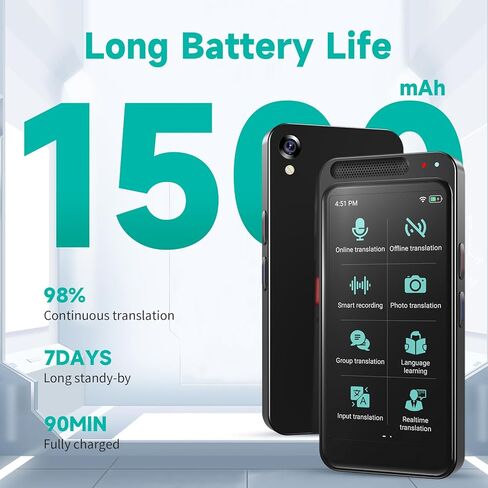 جهاز مترجم اللغة لا يحتاج إلى شبكة WiFi، Tradutor de Idiomas، مترجم VORMOR AI يدعم ChatGPT، ترجمة صوتية في الوقت الفعلي مع أكثر من 150 لغة، ترجمة دون الاتصال بالإنترنت/الصور للأعمال والتعلم in Kuwait