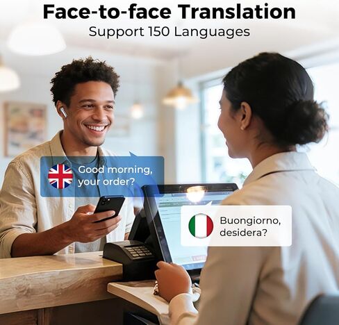 MINISO MS106 AI Translation Earbuds Real Time, 4-in-1 Translator Earbuds Support 150 Languages with APP, Bluetooth 6.0 Translator Headphones Compatible with iOS & Android, for Travel Business in Saudi Arabia