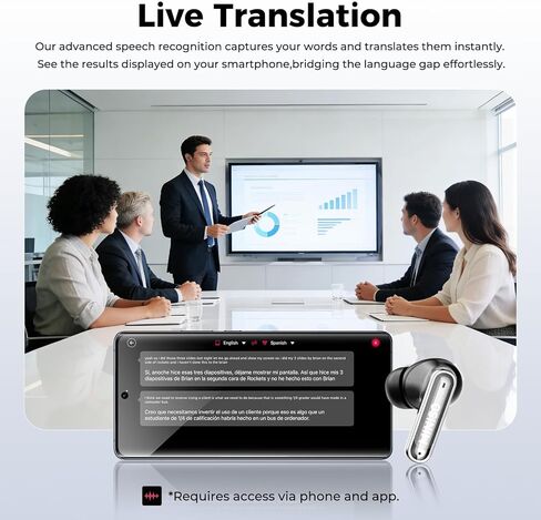 MINISO MS106 AI Translation Earbuds Real Time, 4-in-1 Translator Earbuds Support 150 Languages with APP, Bluetooth 6.0 Translator Headphones Compatible with iOS & Android, for Travel Business in Saudi Arabia