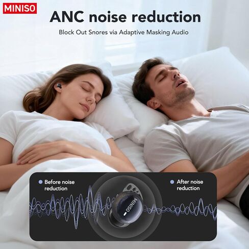 سماعات أذن MINISO MS216 للنوم، سماعات أذن صغيرة مع تقليل الضوضاء سماعات بلوتوث 6.0، سماعات أذن للترجمة بالذكاء الاصطناعي في الوقت الفعلي تدعم 135 لغة لأعمال السفر الجانبية النائمة in Kuwait
