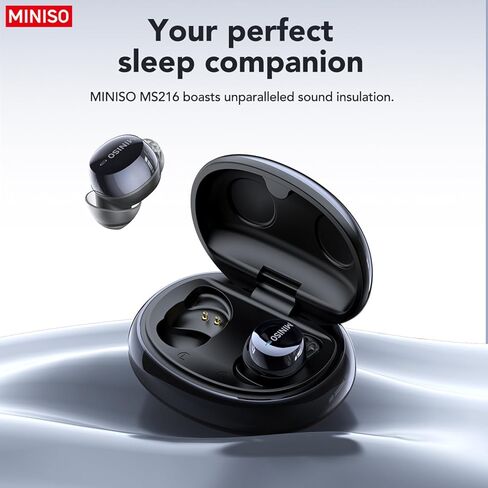 سماعات أذن MINISO MS216 للنوم، سماعات أذن صغيرة مع تقليل الضوضاء سماعات بلوتوث 6.0، سماعات أذن للترجمة بالذكاء الاصطناعي في الوقت الفعلي تدعم 135 لغة لأعمال السفر الجانبية النائمة in Kuwait