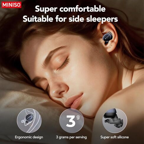 سماعات أذن MINISO MS216 للنوم، سماعات أذن صغيرة مع تقليل الضوضاء سماعات بلوتوث 6.0، سماعات أذن للترجمة بالذكاء الاصطناعي في الوقت الفعلي تدعم 135 لغة لأعمال السفر الجانبية النائمة in Kuwait