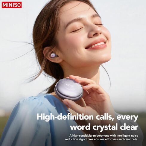سماعات أذن MINISO MS216 للنوم، سماعات أذن صغيرة مع تقليل الضوضاء سماعات بلوتوث 6.0، سماعات أذن للترجمة بالذكاء الاصطناعي في الوقت الفعلي تدعم 135 لغة لأعمال السفر الجانبية النائمة in Kuwait