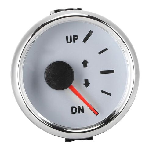UP DN Boat Trim Gauge 0-190ohm Signal Indicator Super Trim Meters for Modified Vehicles, Agricultural Machinery (White Dial Silver Cover) in Saudi Arabia