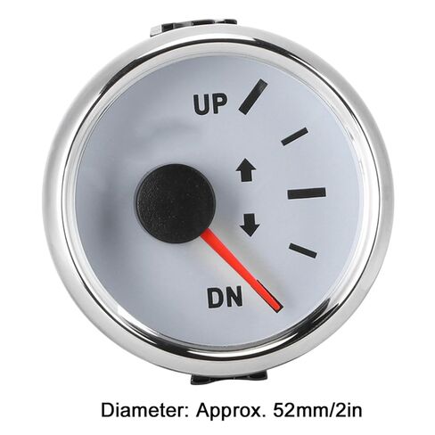 UP DN Boat Trim Gauge 0-190ohm Signal Indicator Super Trim Meters for Modified Vehicles, Agricultural Machinery (White Dial Silver Cover) in Saudi Arabia