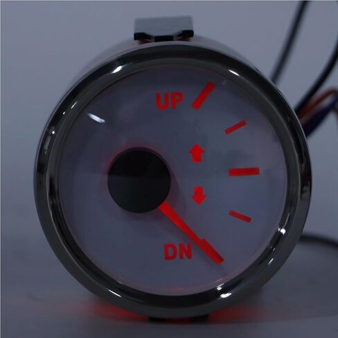 UP DN Boat Trim Gauge 0-190ohm Signal Indicator Super Trim Meters for Modified Vehicles, Agricultural Machinery (White Dial Silver Cover) in Saudi Arabia