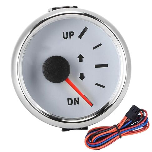 UP DN Boat Trim Gauge 0-190ohm Signal Indicator Super Trim Meters for Modified Vehicles, Agricultural Machinery (White Dial Silver Cover) in Saudi Arabia