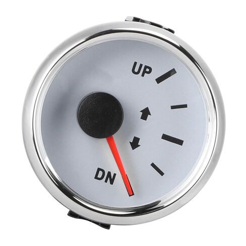 UP DN Boat Trim Gauge 0-190ohm Signal Indicator Super Trim Meters for Modified Vehicles, Agricultural Machinery (White Dial Silver Cover) in Saudi Arabia