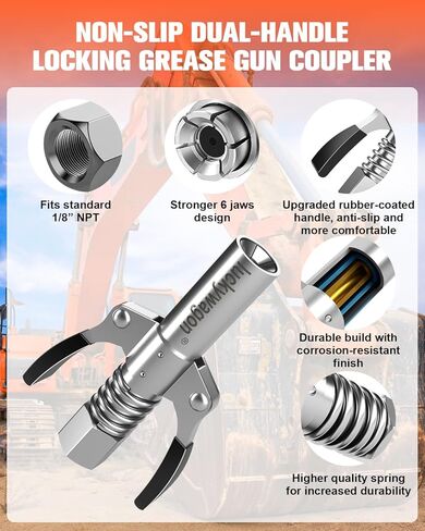 قارنة توصيل الشحوم أطراف مسدس الشحوم المطورة بمقبض مزدوج غير قابل للانزلاق، قارنة الشحوم سريعة التحرير ذات الضغط العالي، تركيبات الشحوم زيرك ذات 6 فكات متوافقة مع جميع مسدسات الشحوم in Kuwait