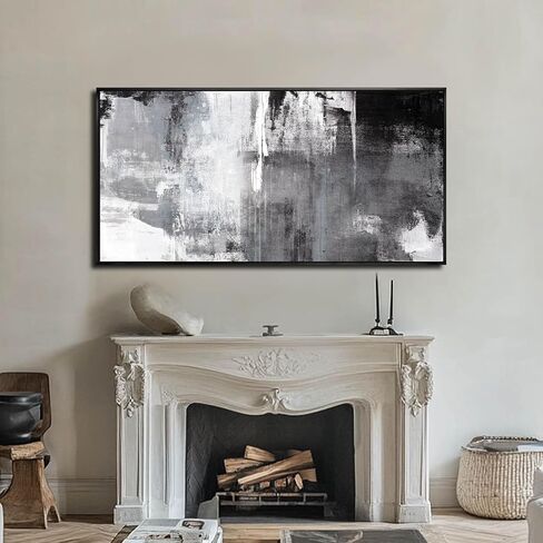 SOUGUAN Wall Art for Living Room Black and Grey Wall Decor 30x60 Inch Hand Painted Abstract Paintings for Bedroom Office Kitchen Decoration in Saudi Arabia