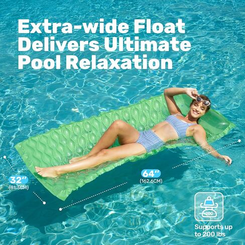 Sloosh 3 Pack Inflatable Pool Mat Swimming Pool Mattress Float Lounge with Headrest, Pool Float Air Mat for Adults 64x32 inch in Kuwait