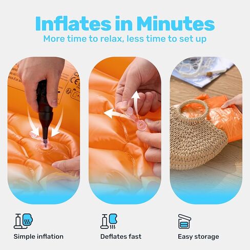 Sloosh 3 Pack Inflatable Pool Mat Swimming Pool Mattress Float Lounge with Headrest, Pool Float Air Mat for Adults 64x32 inch in Kuwait