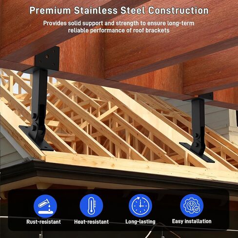 طقم 3 قطع من دعامات رفع السقف مع ارتفاع وزاوية قابلة للتعديل 12.2 بوصة - 16.2 بوصة، دعامة شعاع لسقف العريشة شديدة التحمل، دعامات تثبيت على السقف من الفولاذ المقاوم للصدأ 4 × 4 لتغطية الفناء، عمود خشبي، شرفة المراقبة in Kuwait