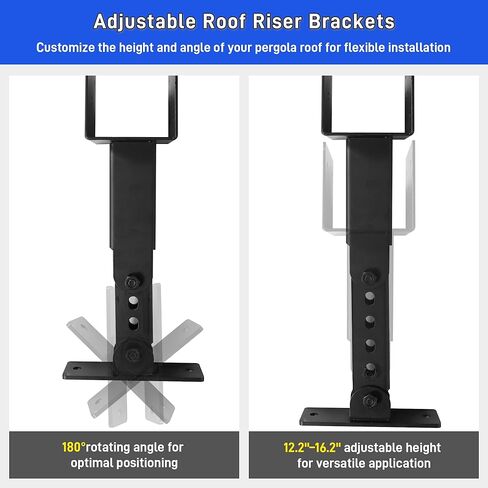 طقم 3 قطع من دعامات رفع السقف مع ارتفاع وزاوية قابلة للتعديل 12.2 بوصة - 16.2 بوصة، دعامة شعاع لسقف العريشة شديدة التحمل، دعامات تثبيت على السقف من الفولاذ المقاوم للصدأ 4 × 4 لتغطية الفناء، عمود خشبي، شرفة المراقبة in Kuwait