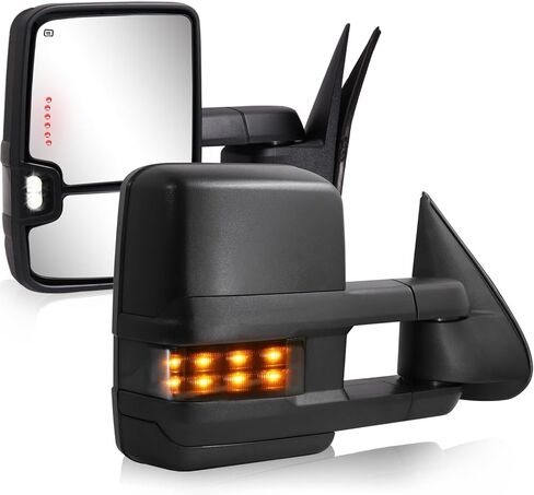 Towing Mirrors for 1999-2002 Chevy Silverado GMC Sierra 1500 Tow Mirrors, 2000-2002 Suburban Tahoe Sierra Yukon 1500 2500 with Power Heated Arrow Turn Signal Backup Light Extendable Pair Set in Saudi Arabia