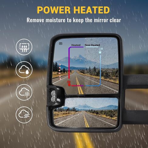 Towing Mirrors for 1999-2002 Chevy Silverado GMC Sierra 1500 Tow Mirrors, 2000-2002 Suburban Tahoe Sierra Yukon 1500 2500 with Power Heated Arrow Turn Signal Backup Light Extendable Pair Set in Saudi Arabia