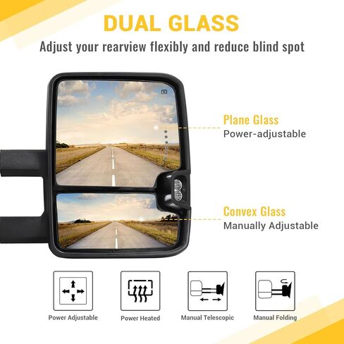 Towing Mirrors for 1999-2002 Chevy Silverado GMC Sierra 1500 Tow Mirrors, 2000-2002 Suburban Tahoe Sierra Yukon 1500 2500 with Power Heated Arrow Turn Signal Backup Light Extendable Pair Set in Saudi Arabia