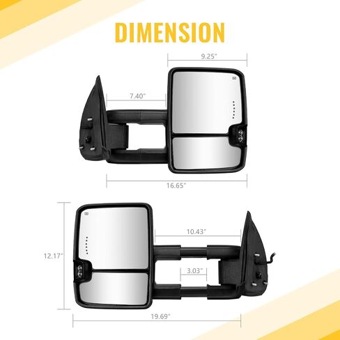 Towing Mirrors for 1999-2002 Chevy Silverado GMC Sierra 1500 Tow Mirrors, 2000-2002 Suburban Tahoe Sierra Yukon 1500 2500 with Power Heated Arrow Turn Signal Backup Light Extendable Pair Set in Saudi Arabia