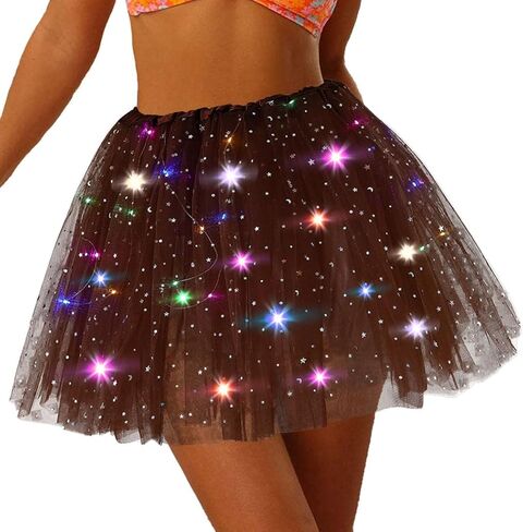 Florry Light Up Tutu Skirt LED Tutus Sparkly Layered Tulle Tutus for Women Party Carnival Costume in Saudi Arabia