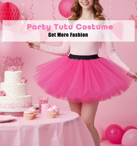 Pink Tutu Women, 3-Layered Running Tutus for Women, Pink Tulle Skirts for Adults, 80s Fluffy Costume Party, Christmas Halloween Dance in Saudi Arabia