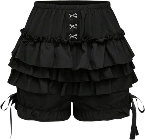 SweatyRocks Women's Y2k Gothic Bloomers Pumpkin Shorts Bow Ruffle Frilly Short Petticoats in Saudi Arabia