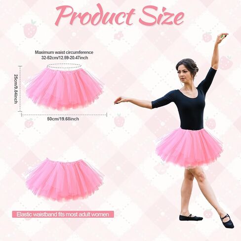 Pink Tutu for Adult Pink Tutu Skirt for Women Elastic Tutus Dress for Women 5 Layered Tulle Dress in Saudi Arabia